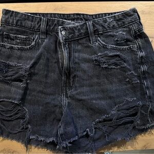 American Eagle Distressed Black Denim Shorts
